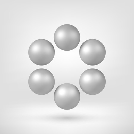White abstract array with pearl spheres, atom, molecule grid with realistic shadow and light background for design concepts, web, presentations and prints. 3D render design. illustration.のイラスト素材