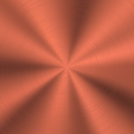 Bronze abstract technology background with polished, brushed circular metal texture, chrome, silver, steel, copper, rust for design concepts, web, posters, wallpapers and prints. Vector illustration.のイラスト素材