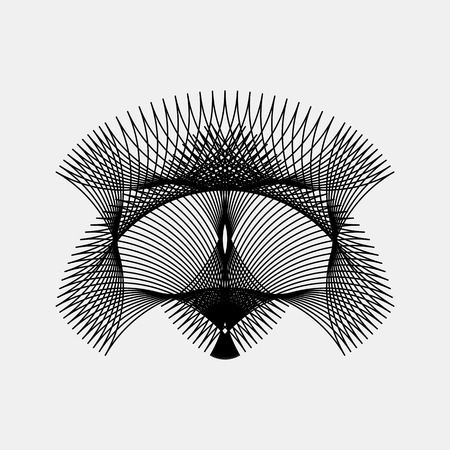 Black abstract fractal, rotation, repeat, reflection shape with light background for logo, design concepts, posters, banners, wallpapers, business presentationsm, web and prints. Vector illustration.のイラスト素材