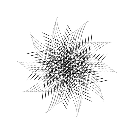 Black abstract fractal, spiral, rotation, repeat reflection shape with white background, design concepts, posters, banners, wallpapers, presentations, web and prints. Vector illustration.のイラスト素材