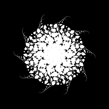 White abstract fractal, spiral, rotation, repeat reflection shape with black background, design concepts, posters, banners, wallpapers, presentations, web and prints. Vector illustration.のイラスト素材