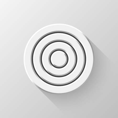 White abstract circle geometric badge, technology perforated blank button template with flat designed shadow, design concepts, interfaces, web, apps. Vector illustration.のイラスト素材