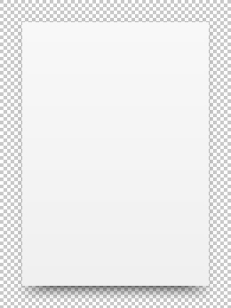 A2 white poster realistic template, mock-up with margins, realistic shadow and transparent background for design concepts, presentations, web, identity, prints. Vector illustration.のイラスト素材