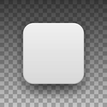 White abstract app icon, blank button template with realistic shadow and light background for design concepts, web sites, user interfaces, UI, applications, apps, mock-ups. Vector illustration.のイラスト素材