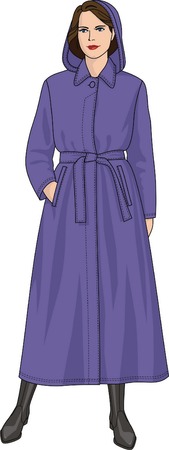 The woman in a raincoat with a hood.のイラスト素材