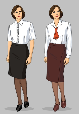 Two variants of female blouses and skirtsのイラスト素材