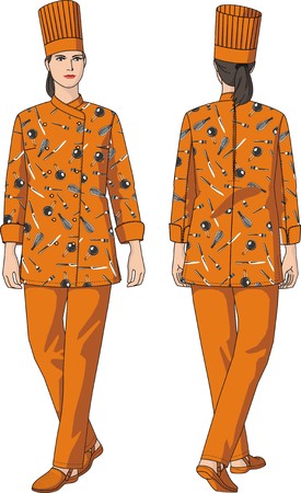 The woman in a suit of the cook with pocketsのイラスト素材