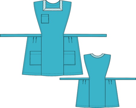 Apron-sundress with three pockets and a beltのイラスト素材