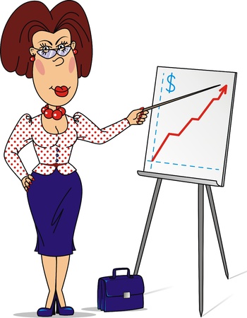 The teacher shows the schedule on a board for presentationsのイラスト素材