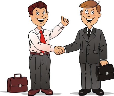 Two businessmen press each other hands after the good bargainのイラスト素材