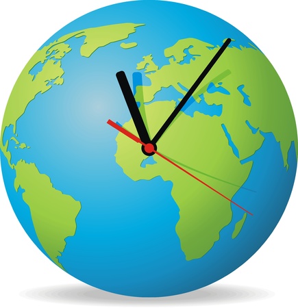 Bracket clock in the form of the globe with three arrowsのイラスト素材