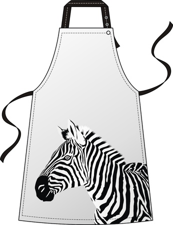 Apron with the image of a head a zebraのイラスト素材