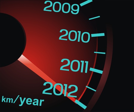 The arrow of a speedometer shows new 2012のイラスト素材