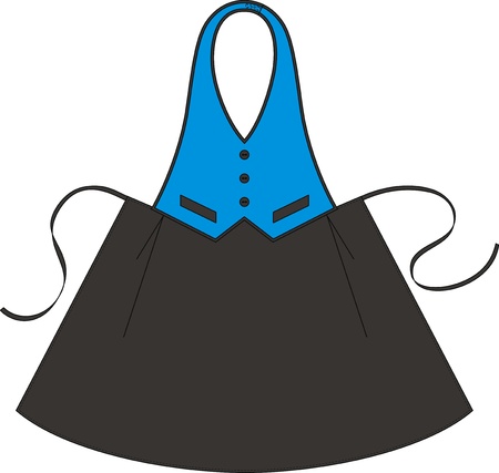 Apron for the waiter in the form of a waistcoat and a skirtのイラスト素材