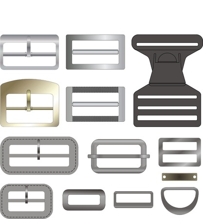 Buckles and frameworks metal and plastic for clothesのイラスト素材