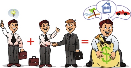 The scheme where good idea and business partnership gives the big incomeのイラスト素材