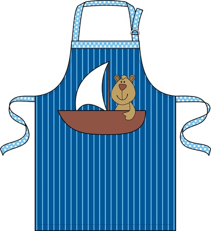 Apron for the child with a pocket in the form of a ship with a toyのイラスト素材