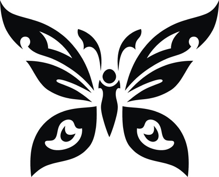 The stylized image of the butterfly in the form of a tattooのイラスト素材