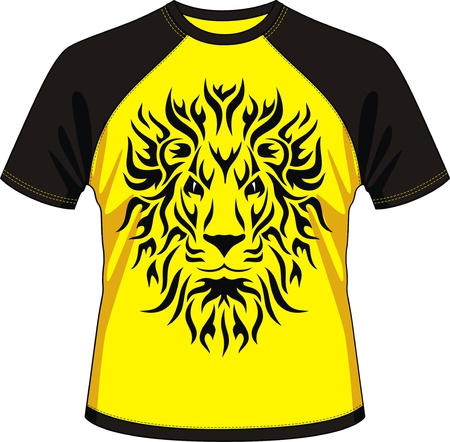 T-shirt with drawing in the form of a head of a lionのイラスト素材