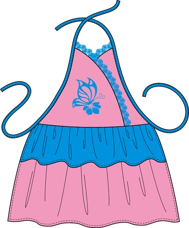 Apron with frills and drawing in the form of the butterflyのイラスト素材