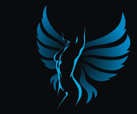 The girl with transparent wings of a butterfly sitsのイラスト素材