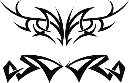 The stylized image of the butterfly in the form of a tattooのイラスト素材