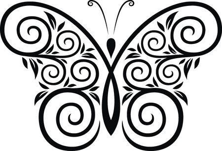 The stylized image of the butterfly in the form of a tattooのイラスト素材