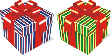 The gift box is tied up by a red bowのイラスト素材
