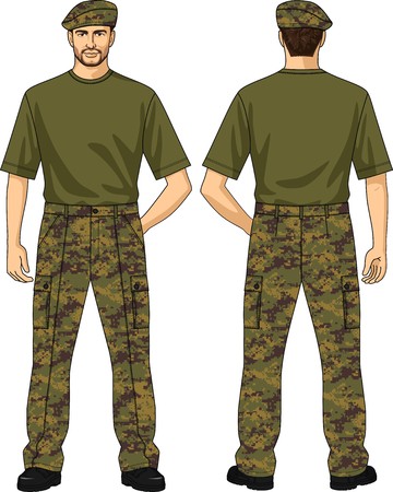 Trousers for the man summer a camouflage with pocketsのイラスト素材