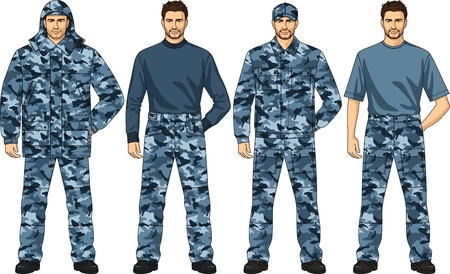 Clothes set for the security guard a camouflageのイラスト素材