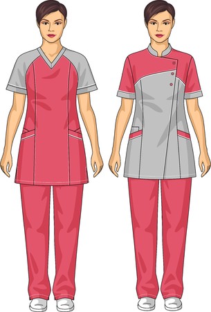 The suit for the woman consists of a jacket and trousersのイラスト素材