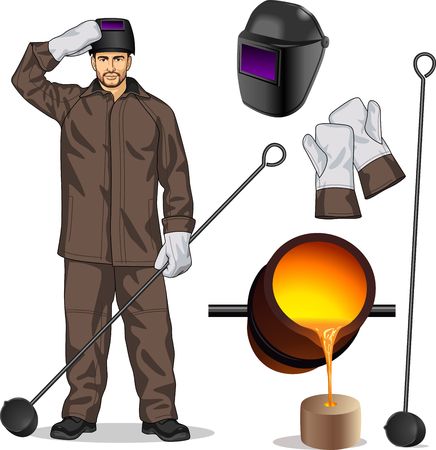 The worker and attributes on metallurgical branchのイラスト素材