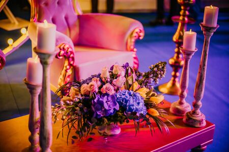 Flower design at gala or wedding celebrationの写真素材