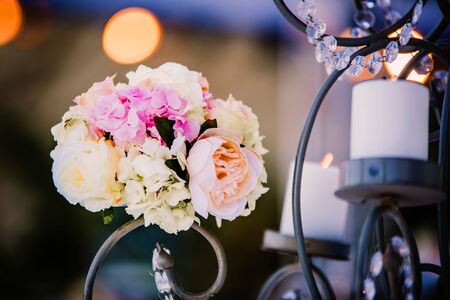 Flower design at gala or wedding celebrationの写真素材
