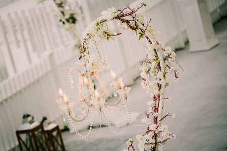 Flower design at gala or wedding celebrationの写真素材
