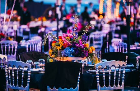 Flower design at gala or wedding celebrationの写真素材