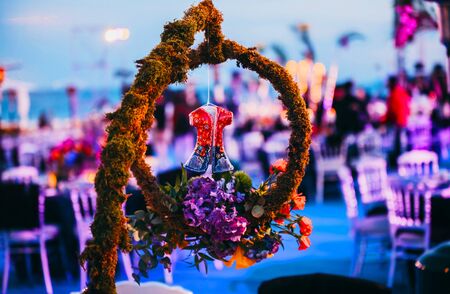 Flower design at gala or wedding celebrationの写真素材