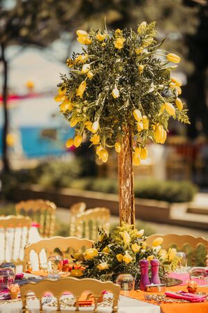 Flower design at gala or wedding celebration