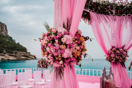 Elegant flower decoration for celebration, wedding, event or birthday partyの写真素材