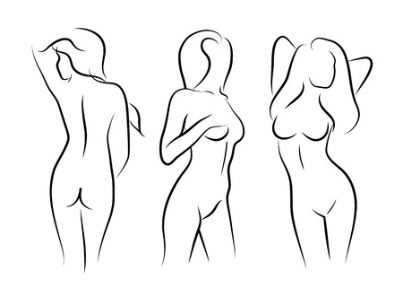 illustrations vector women naked art beauty body drawingのイラスト素材