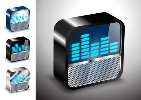 button icons 3D equalizer radio soundのイラスト素材