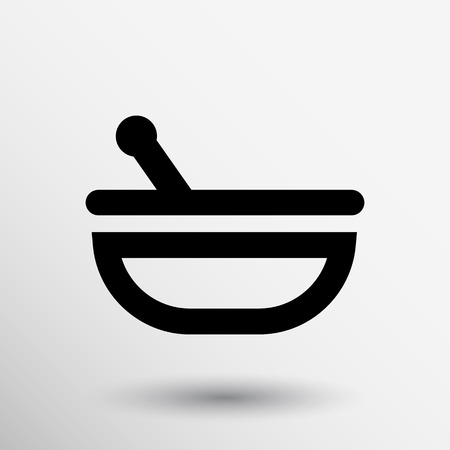 Mortar and pestle with blue tablets icon.のイラスト素材
