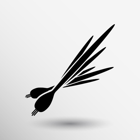 Vector isolated  young green onions and leeks triangles.のイラスト素材