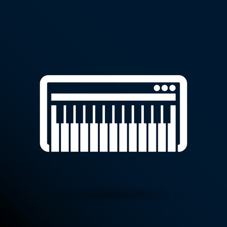 Black synthesizer keyboard piano music icon vector.のイラスト素材