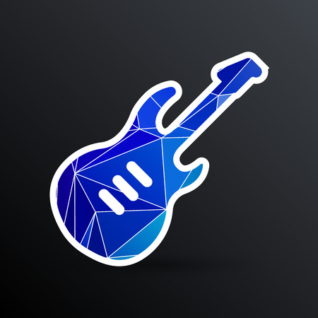 guitar icon with long shadow melody electric.のイラスト素材