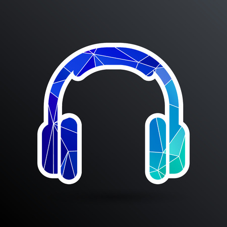 headphone icon vector music isolated hear funky white stereo.のイラスト素材