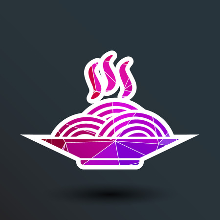 Single black silhouette vector icon bowl with ramen.のイラスト素材