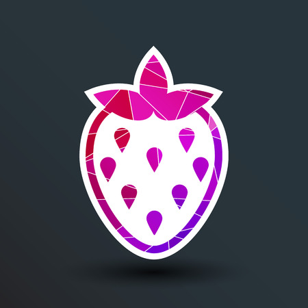 Vector monochrome illustration of strawberries logo food.のイラスト素材