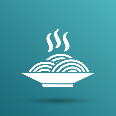 spaghetti on a plate logo dish food kitchen.のイラスト素材