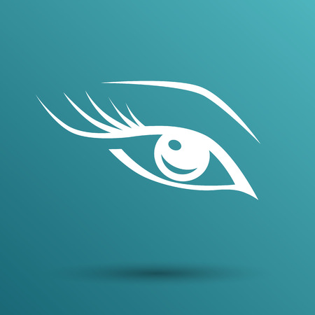 vector blue eye with long lashes  woman makeup beauty symbol.のイラスト素材